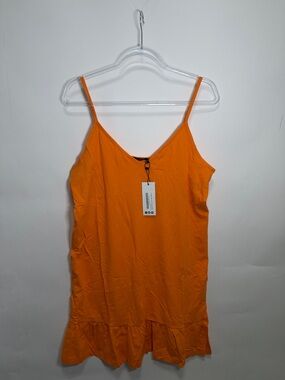 Boohoo Bright Orange Ruffle-Hem Cami